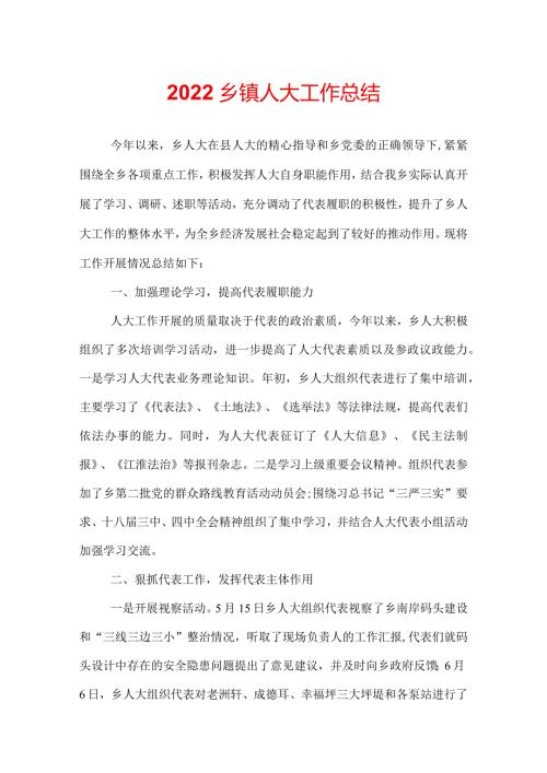 2022乡镇人大工作总结.docx