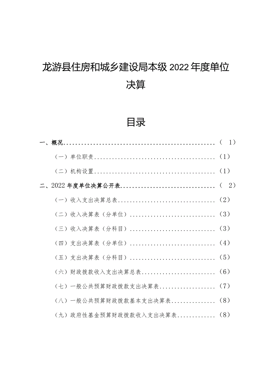 龙游县住房和城乡建设局本级2022单位决算目录.docx_第1页