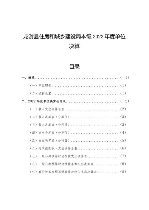 龙游县住房和城乡建设局本级2022单位决算目录.docx