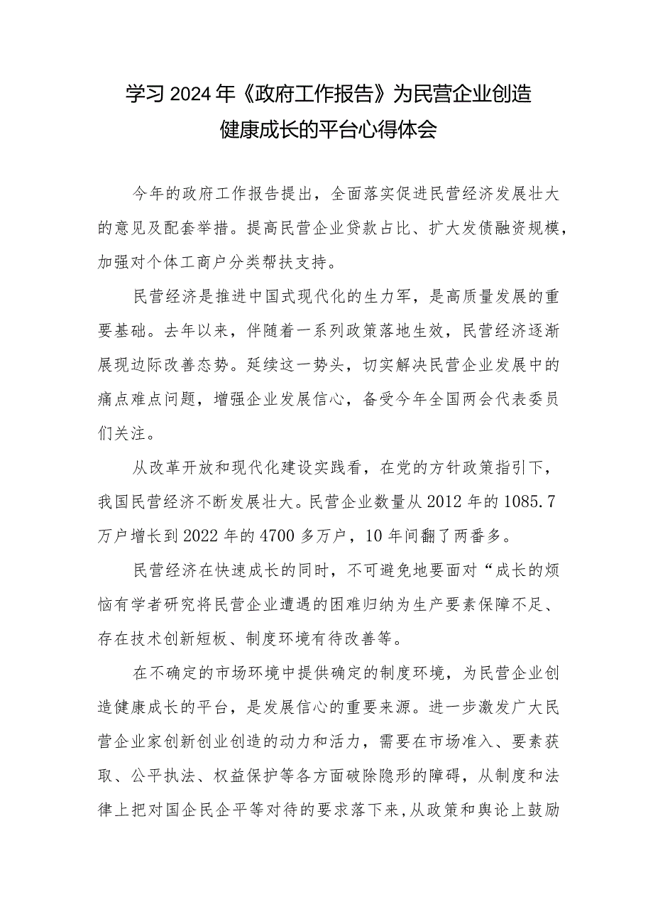 贯彻落实2024年《政府工作报告》研讨表态发言3篇.docx_第2页