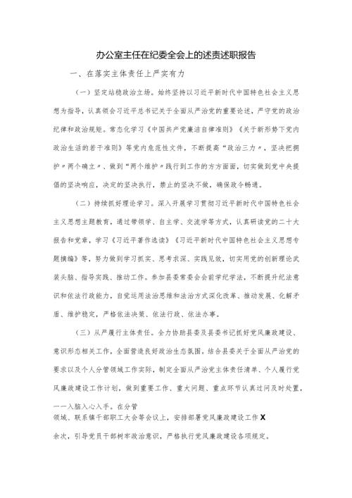 办公室主任在纪委全会上的述责述职报告.docx