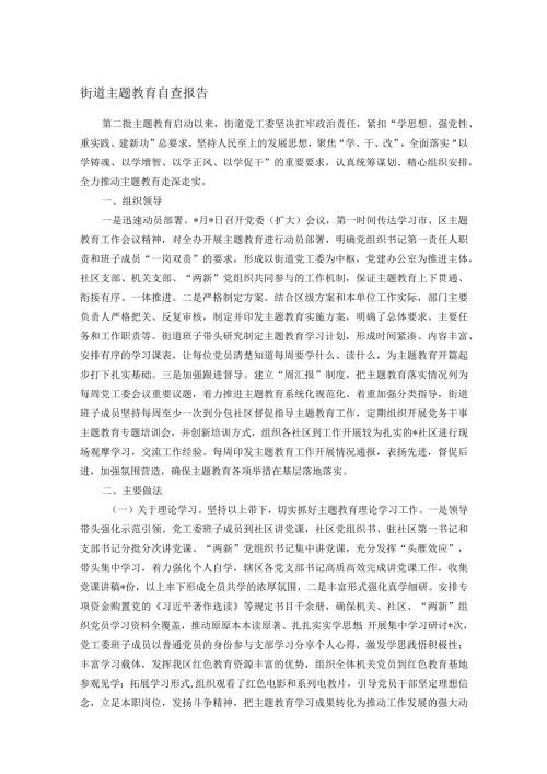 街道主题教育自查报告.docx