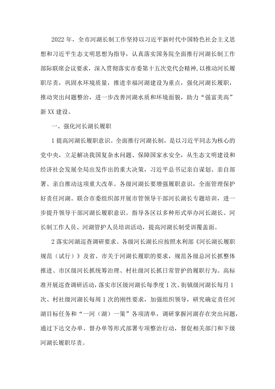2023XX市河湖长制工作要点.docx_第1页