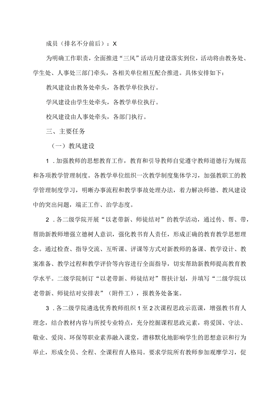 XX经济职业技术学院关于开展20222023第二学期“抓教风、促学风、正校风”活动月的通知（2024年）.docx_第2页
