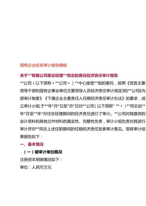 国有企业经责审计报告模板.docx