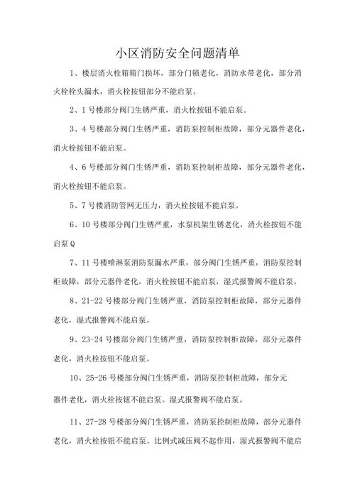 小区消防安全问题清单.docx