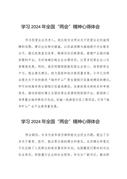 (36篇)学习贯彻2024年全国两会精神心得体会精品范文.docx