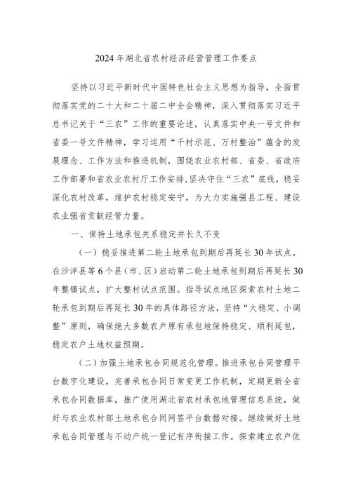 2024年湖北省农村经济经营管理工作要点.docx