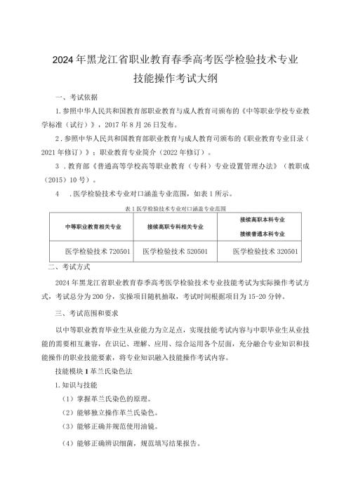 7210医学检验技术专业技能操作考试大纲.docx