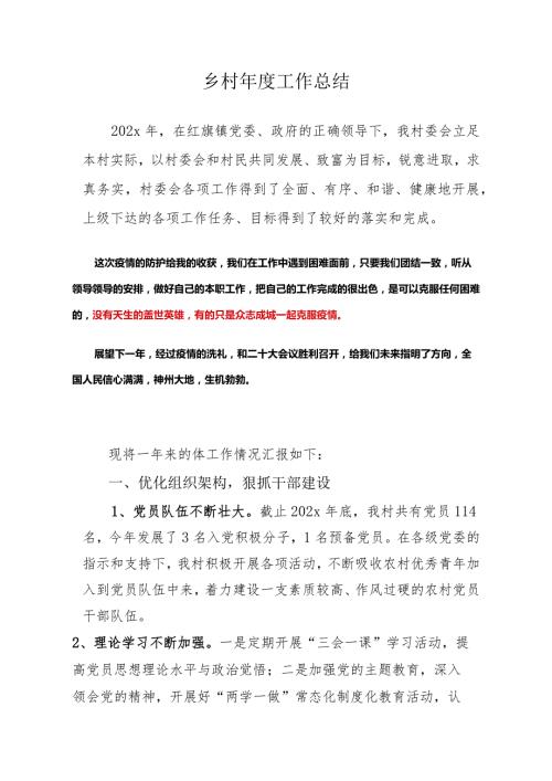 乡村2023年终工作总结和2024年工作计划.docx