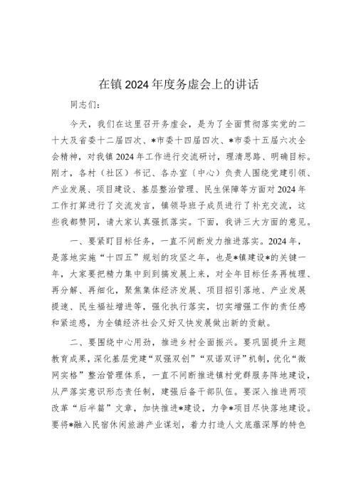 在镇2024务虚会上的讲话(1).docx