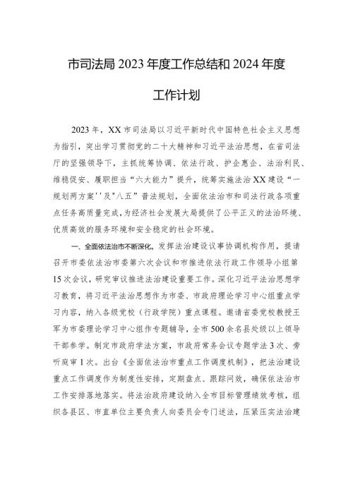 市司法局2023工作总结和2024工作计划（20240117).docx