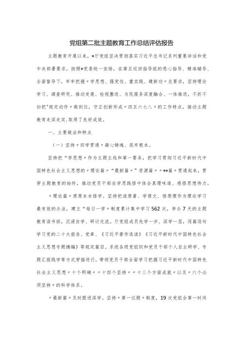 党组第二批主题教育工作总结评估报告.docx
