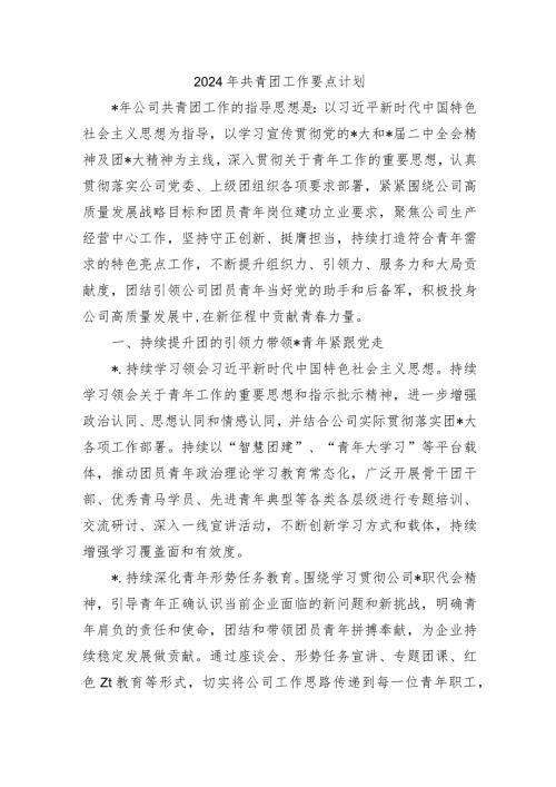 2024年共青团工作要点计划.docx
