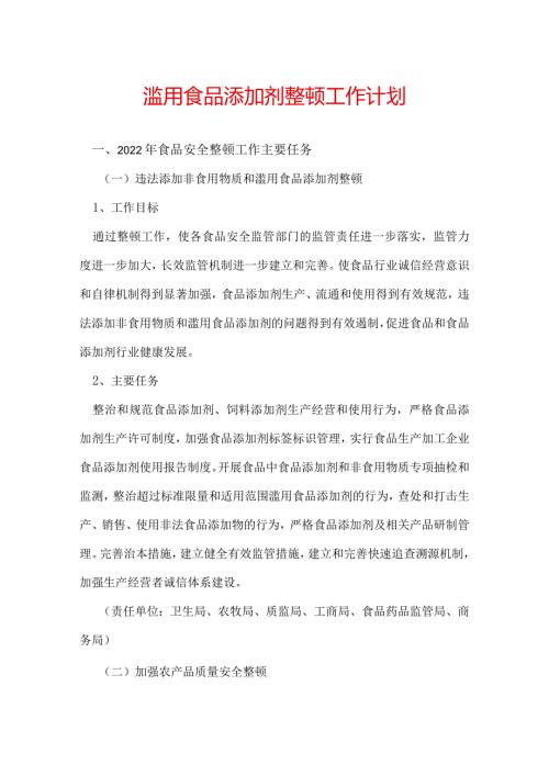 滥用食品添加剂整顿工作计划.docx