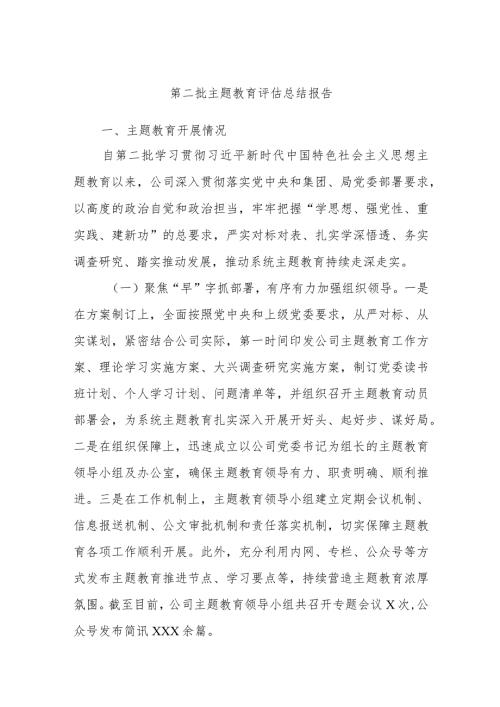 第二批主题教育评估总结报告.docx