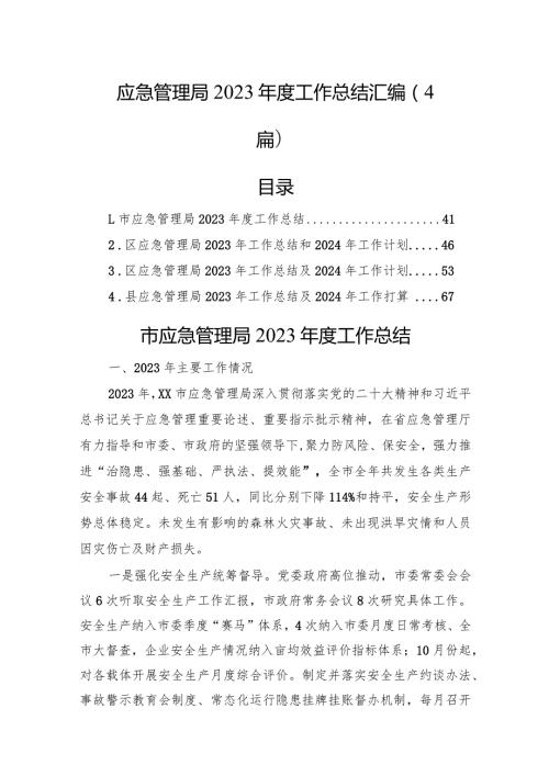 应急管理局2023工作总结汇编（4篇）(1).docx