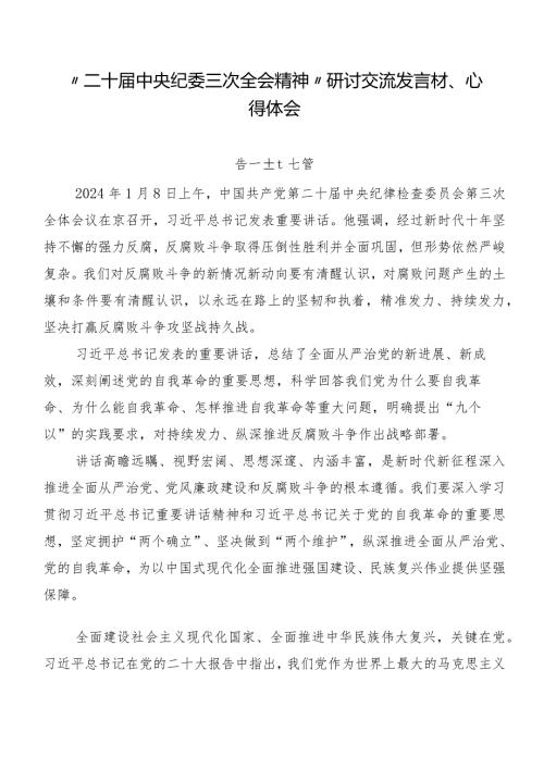 “二十中央纪委三次全会精神”研讨交流发言材、心得体会.docx