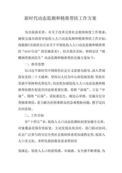 新时代动态监测和精准帮扶工作方案.docx