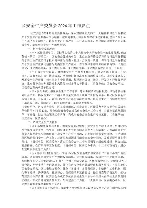 区安全生产委员会2024年工作要点.docx