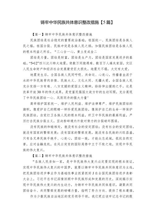 铸牢中华民族共体意识整改措施【5篇】.docx