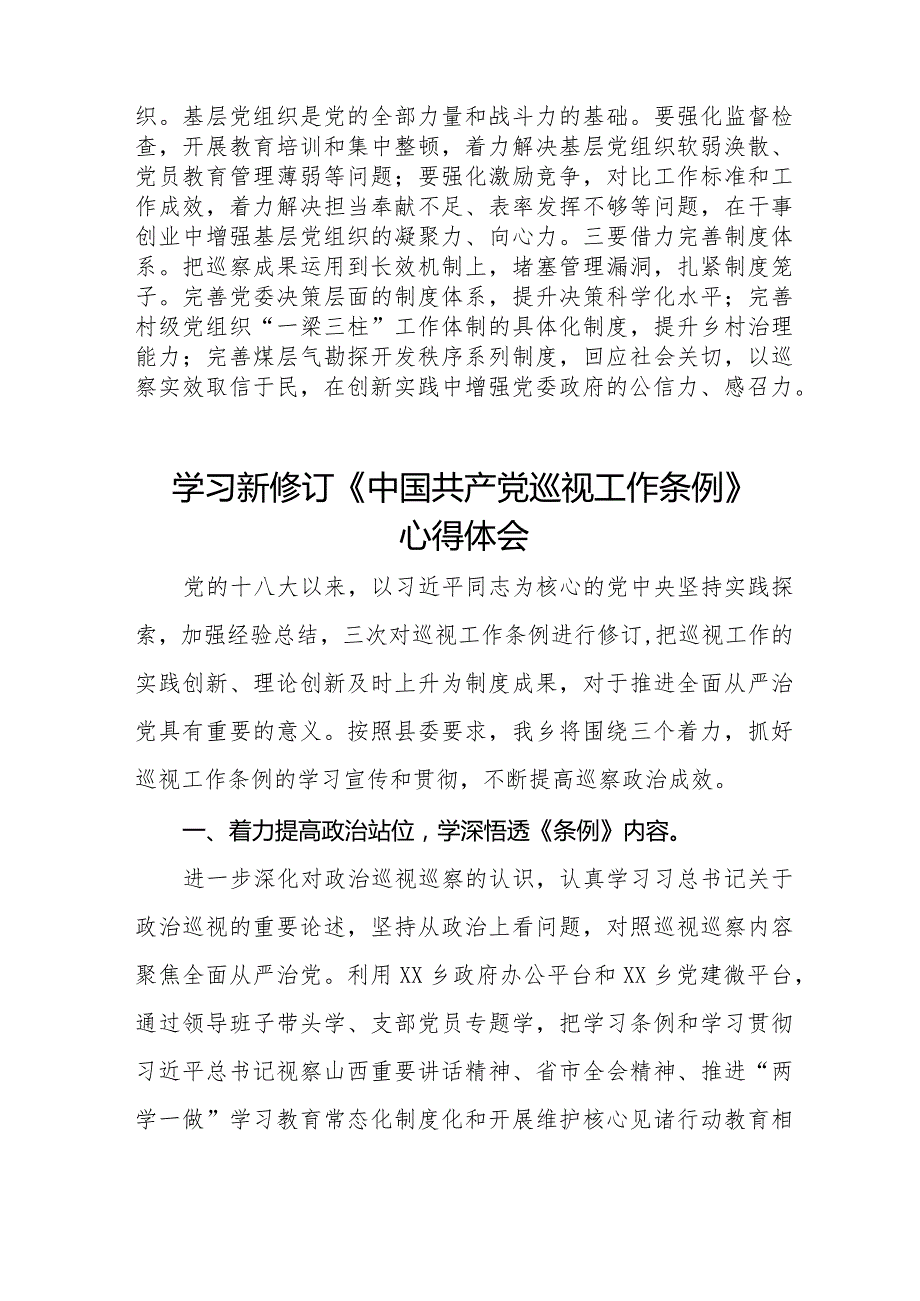 关于2024年新修订《中国共产党巡视工作条例》的心得体会11篇.docx_第3页
