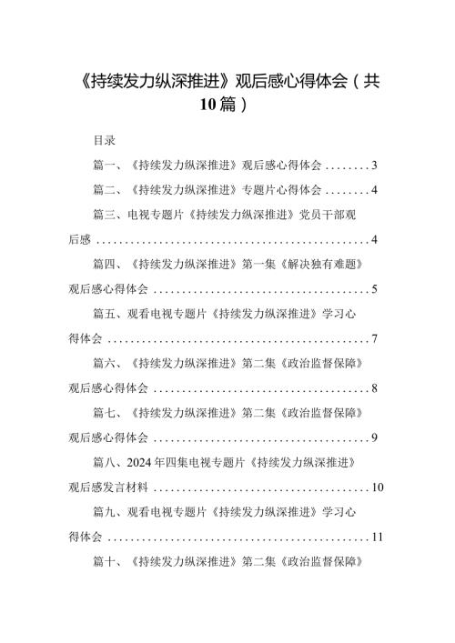 《持续发力纵深推进》观后感心得体会范文10篇供参考(1).docx