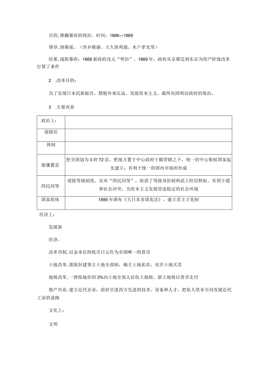 2024一轮复习人教版（江苏专用）：选修一第50讲日本明治维新（学案）.docx_第2页