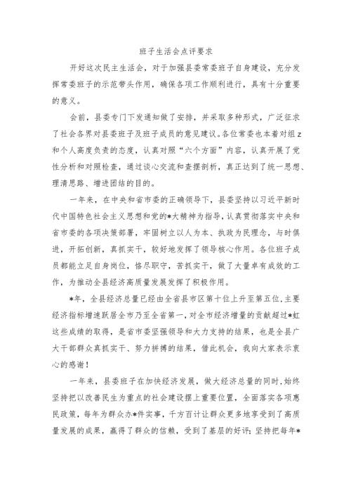 班子生活会点评要求.docx