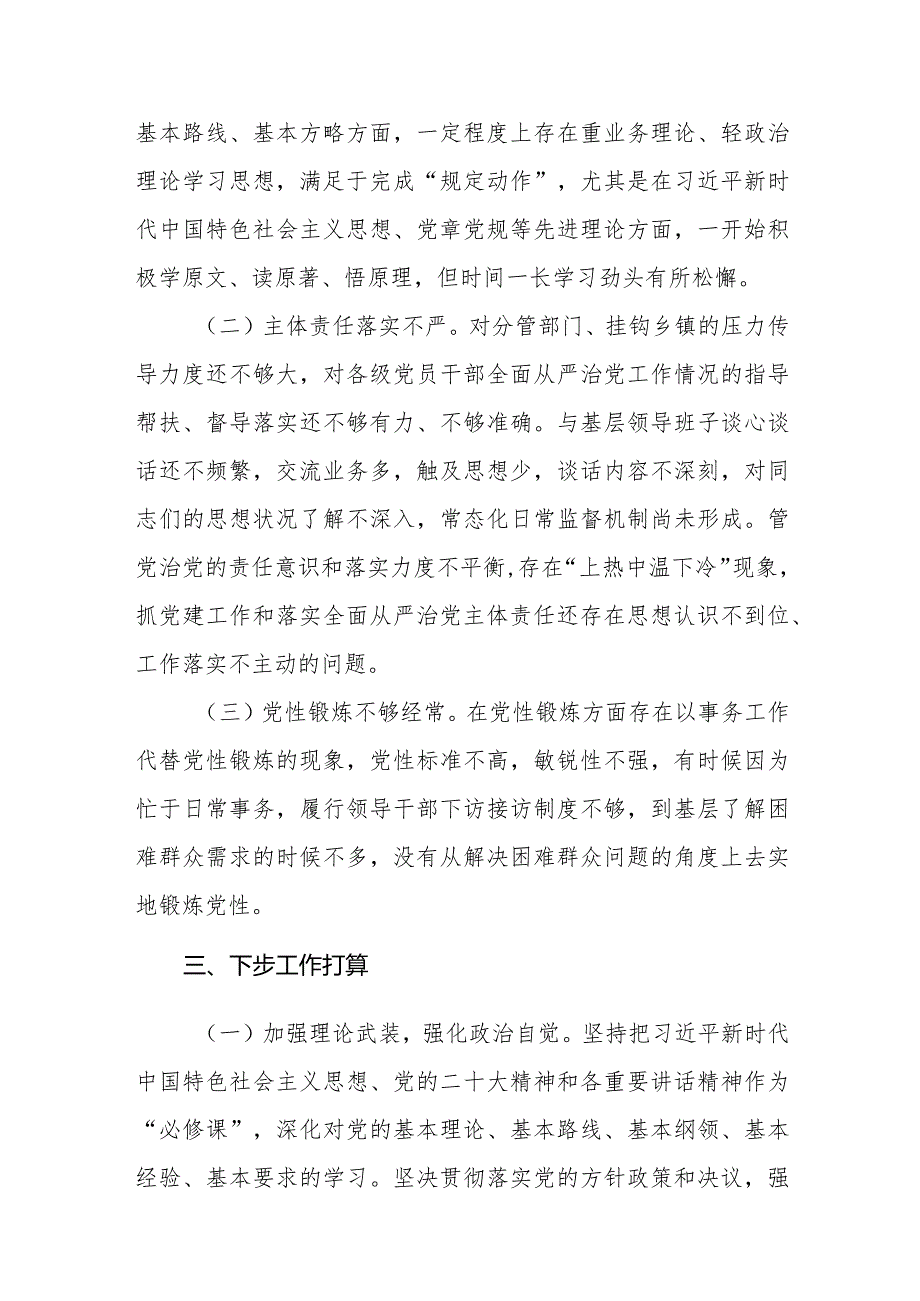 2023班子成员抓分管联系领域党建工作情况报告范文.docx_第3页
