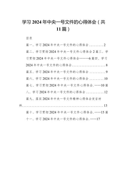 （11篇）学习2024年中央一号文件的心得体会参考范文.docx