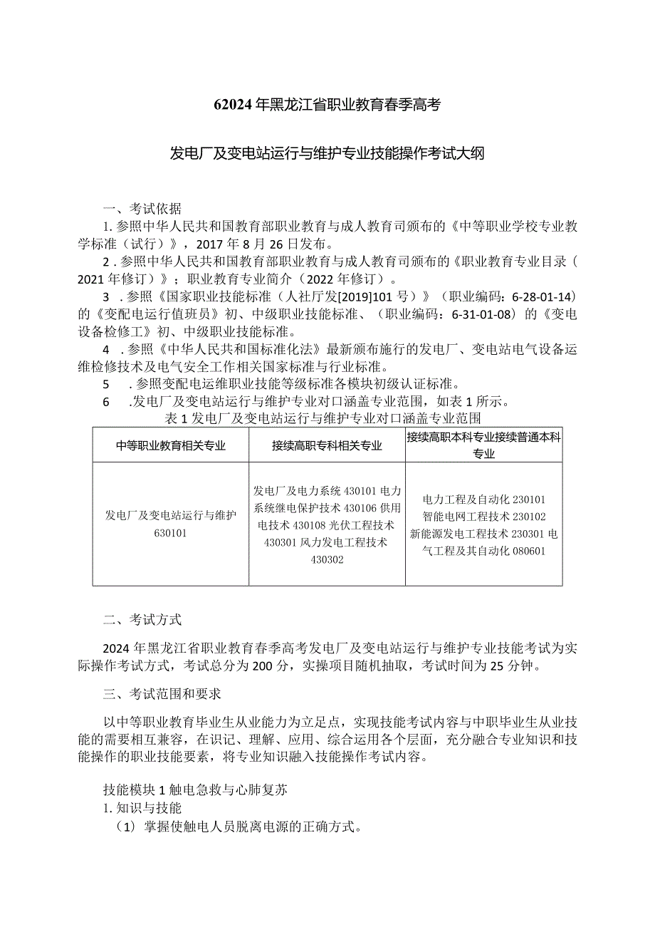 631发电厂及变电站运行与维护专业技能操作考试大纲.docx_第1页