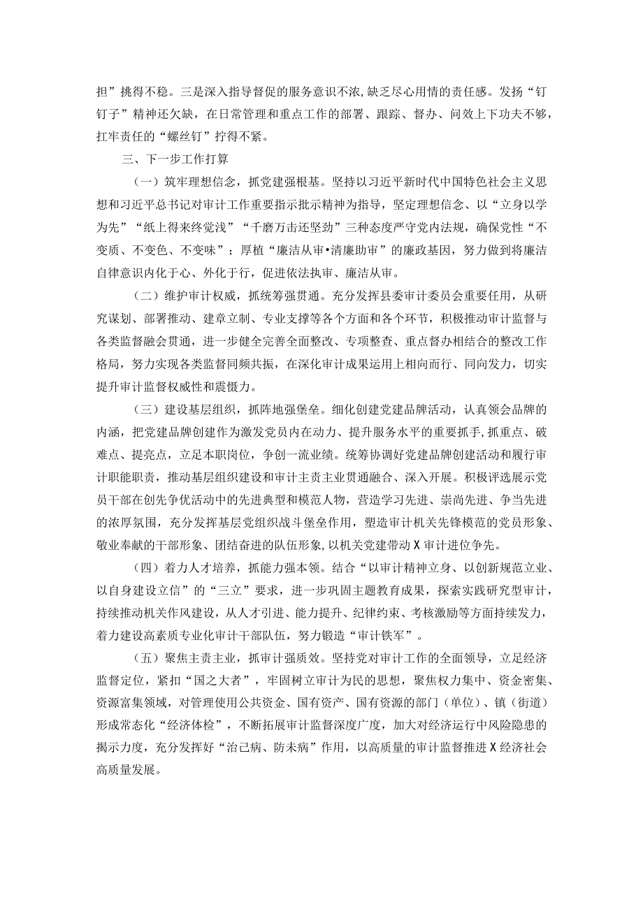 县审计局2023抓基层党建工作述职和述责述廉报告(1).docx_第3页