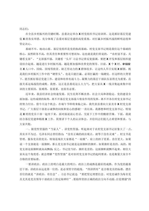 在村（社区）党支部书记培训班上的讲话(1).docx