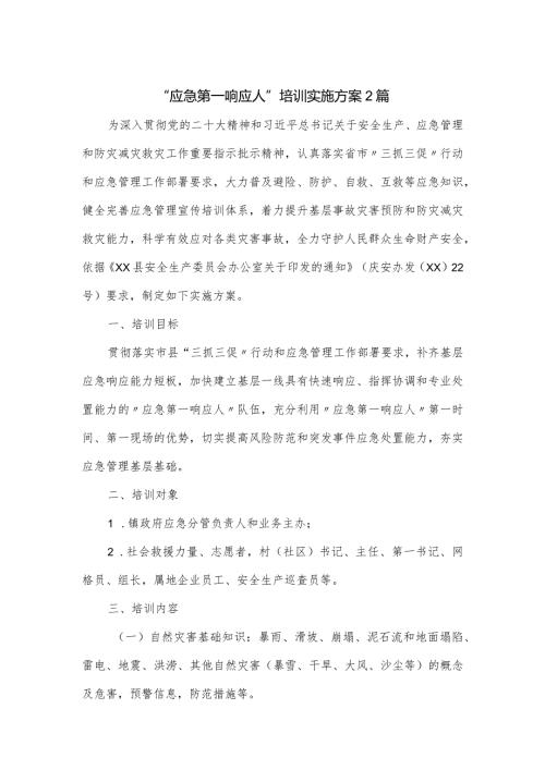 “应急第一响应人”培训实施方案2篇.docx