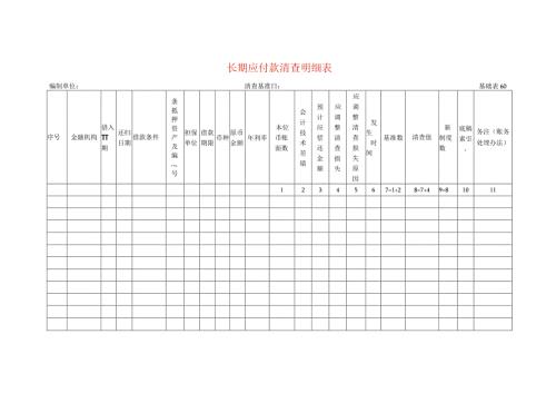 长期应付款清查工作底稿明细表.docx