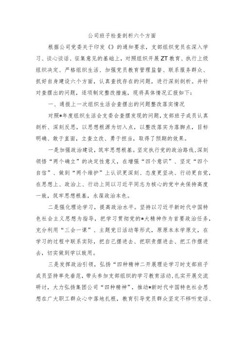 公司班子检查剖析六个方面.docx