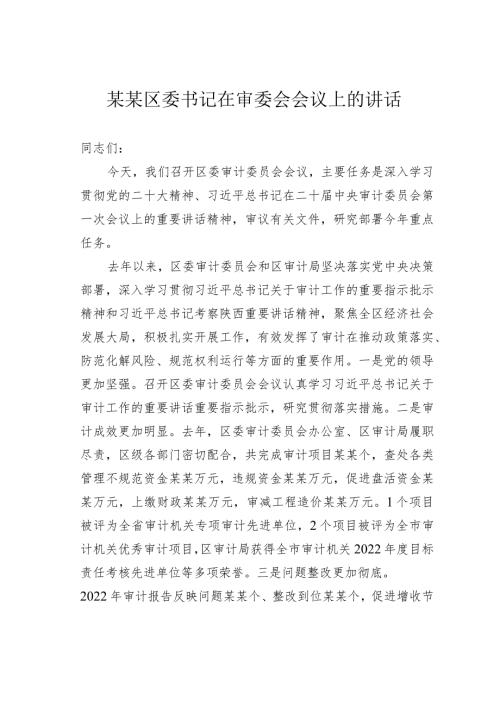 某某区委书记在审委会会议上的讲话(1).docx