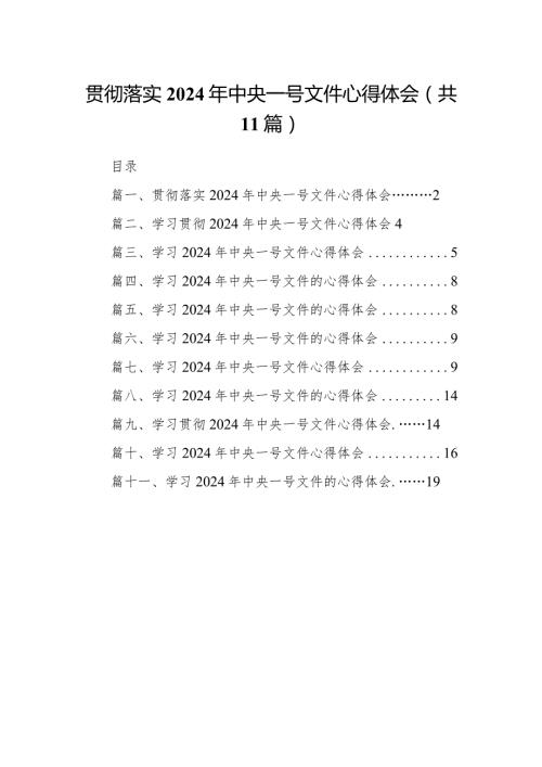 （11篇）贯彻落实2024年中央一号文件心得体会详细版.docx