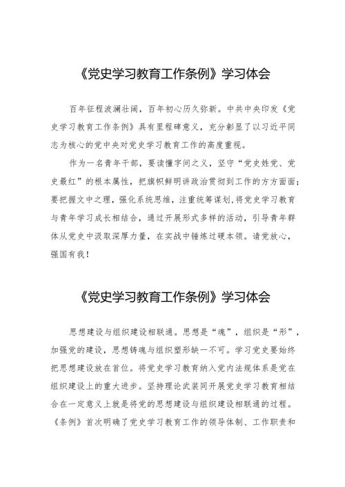 八篇党员干部学习党史学习教育工作条例心得体会交流发言.docx
