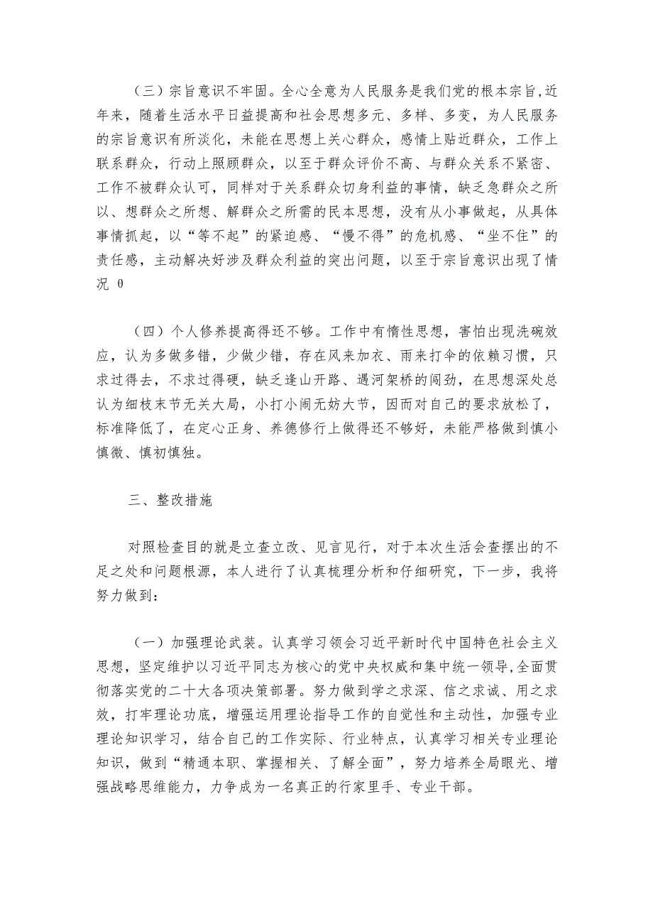 2024年组织生活会查摆问题清单范文20232024(通用6篇).docx_第3页