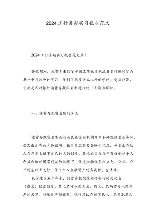 2024工行暑期实习报告范文精选范文.docx