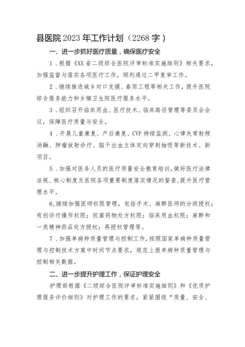 县医院2023年工作计划.docx