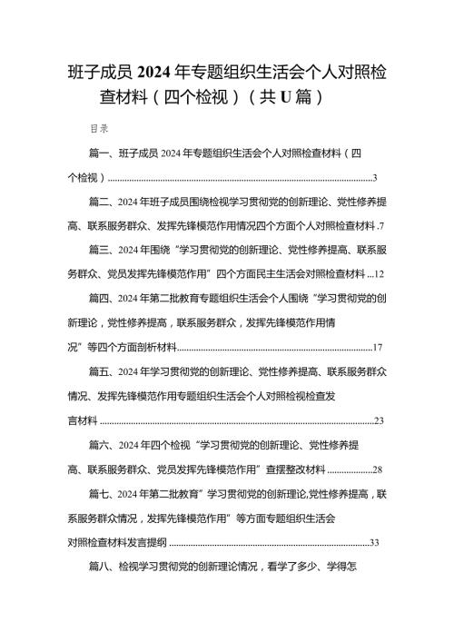 （11篇）班子成员2024年专题组织生活会个人对照检查材料（四个检视）合集.docx