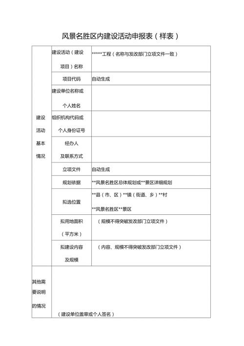 风景名胜区内建设活动申报表样表.docx