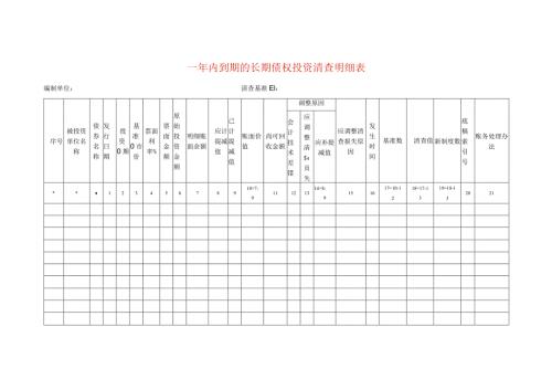 一年内到期的长期债权投资清查工作底稿明细表.docx