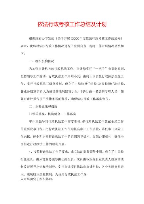 依法行政考核工作总结及计划.docx