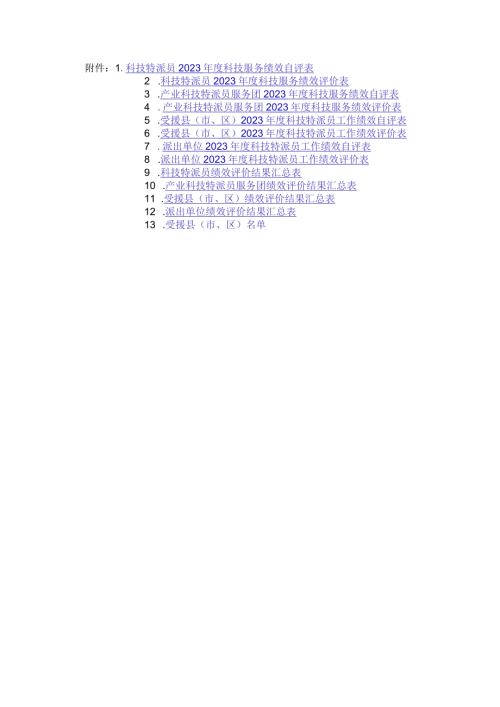 2023科技服务绩效自评表、评价表合集.docx