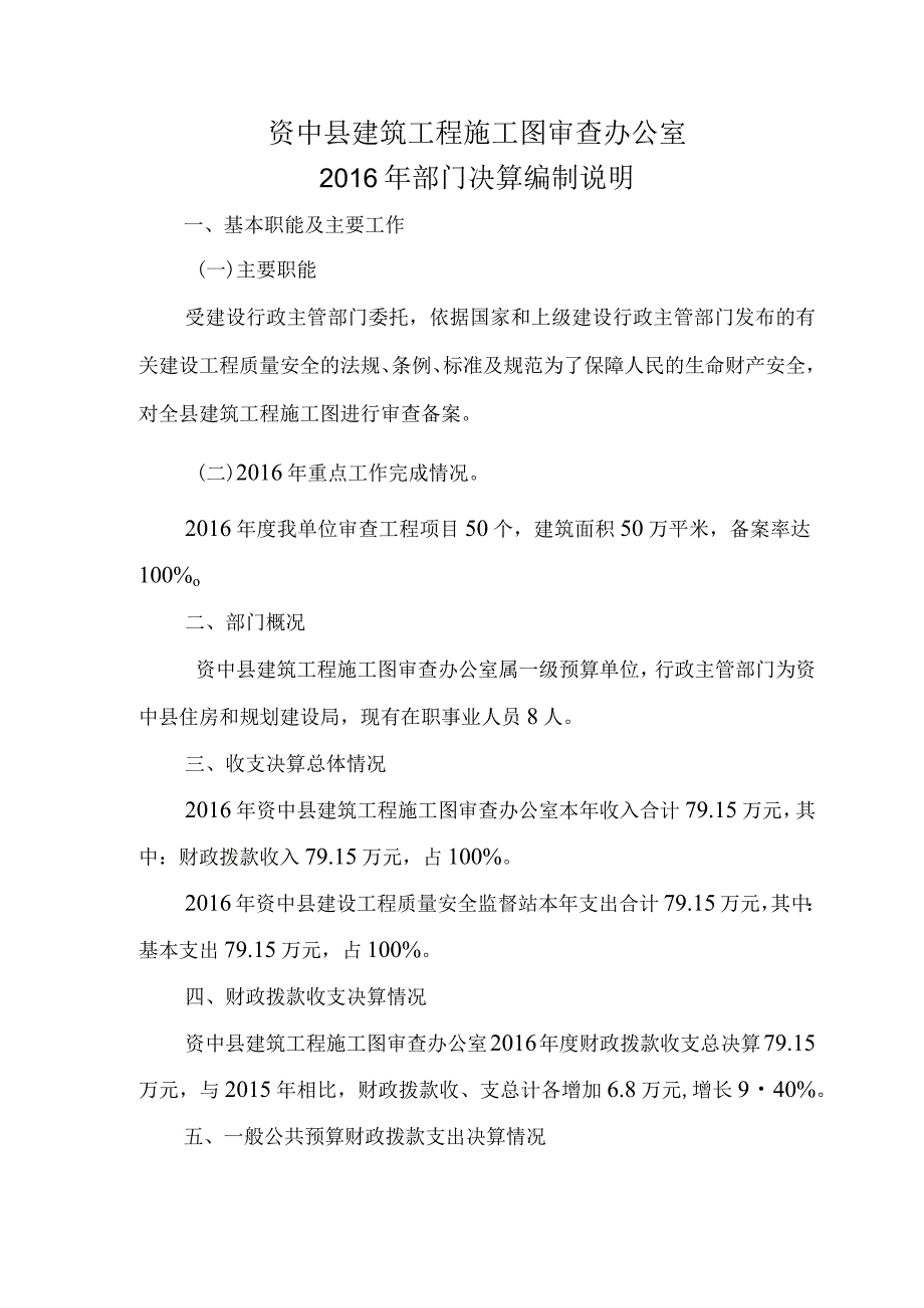 资中县建筑工程施工图审查办公室部门决算编制说明.docx_第1页