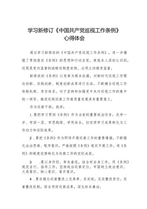 2024学习新修改的《中国共产党巡视工作条例》的心得体会11篇.docx